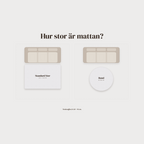 Storleksjämförelse av premiumlekmatta med mjuka bågar i varm sandbeige och vävd struktur i varmvitt.